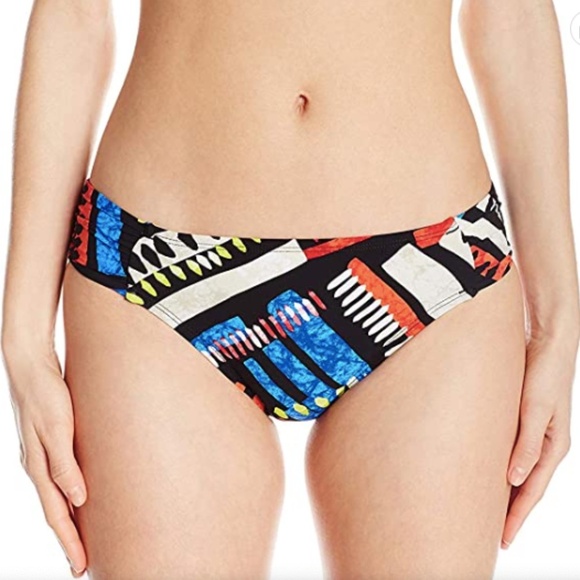 NWT La Blanca Womens African Beat Side Shirred Hipster Bikini Bottom Sz. 14 - Picture 1 of 2